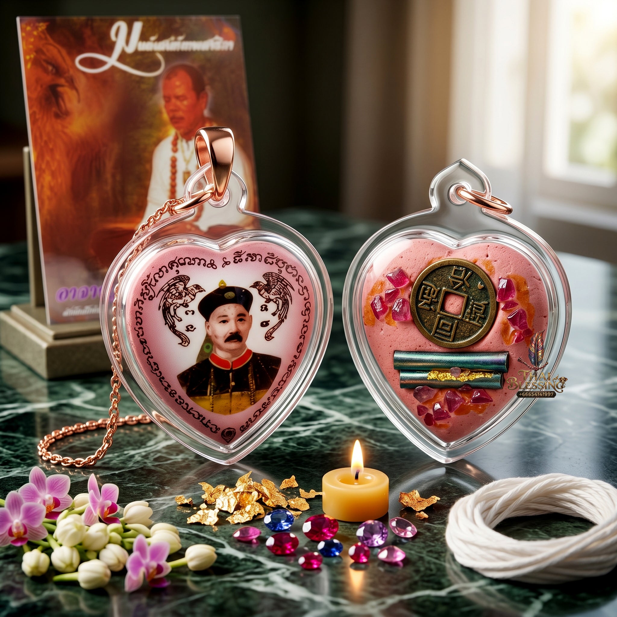 ✨🎲💖 Authentic Thai Amulet Yi Ko Hong Locket - Heart-Geometric Speculative Node (2.6x2.5 cm), Master Chor Magnetic Affinity Engine Waterproof Acrylic