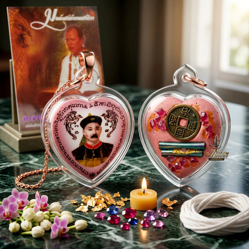 ✨🎲💖 Authentic Thai Amulet Yi Ko Hong Locket - Heart-Geometric Speculative Node (2.6x2.5 cm), Master Chor Magnetic Affinity Engine Waterproof Acrylic
