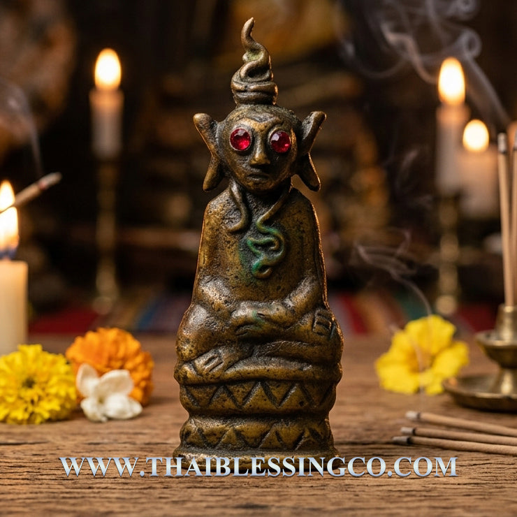 👑Extreme Charisma Phor Ngang "Na-Ok-Taek" Heart-Breaker Edition Authentic Thai Ancient Bronze Talisman Infused with "Wan Raka" Lust Oil and Khun Paen Seduction Spells for Supreme Mercy, Social Influence, and Unstoppable Attraction