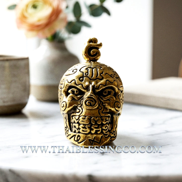 💀 First Edition "Golden Skull" (Sap Mang Khang): The Sovereign Talisman of Truth, Wealth, and Ancient Influence