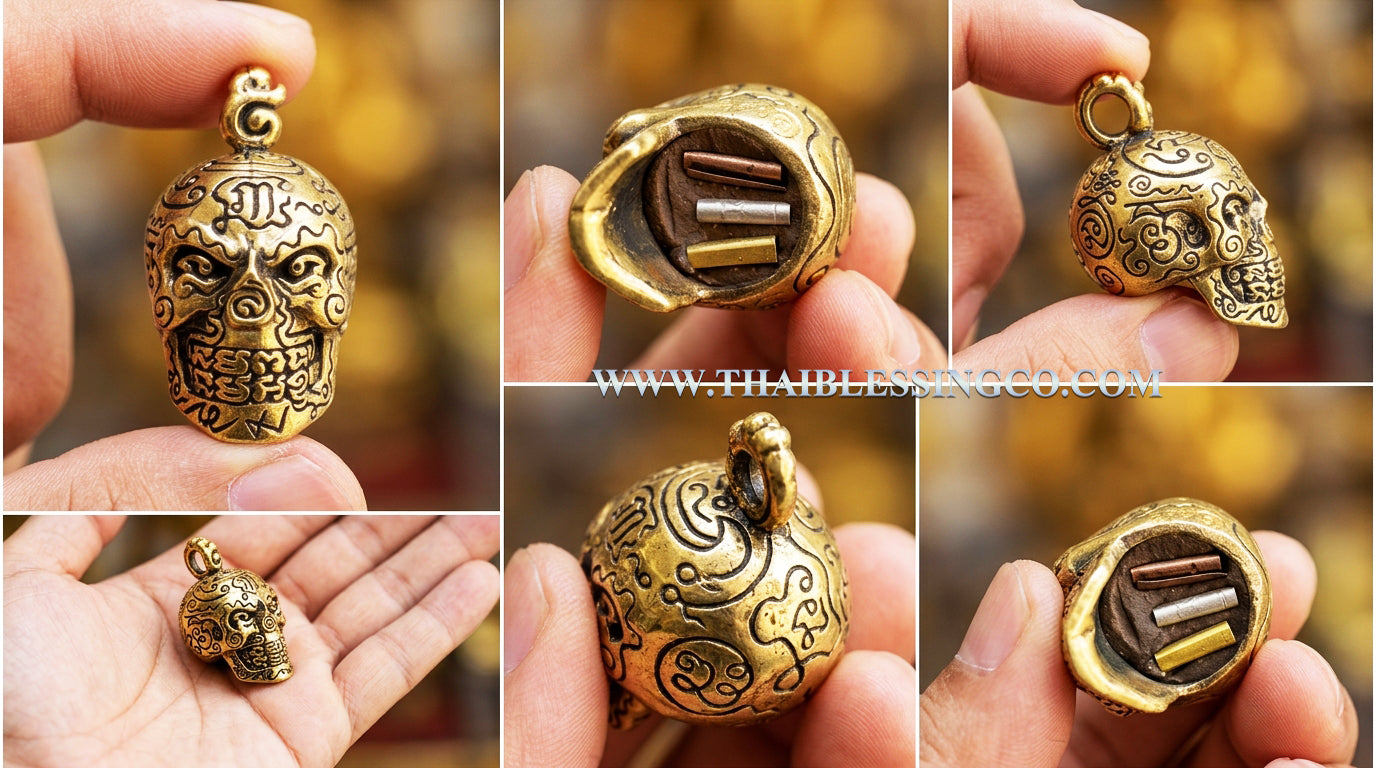 💀 First Edition "Golden Skull" (Sap Mang Khang): The Sovereign Talisman of Truth, Wealth, and Ancient Influence