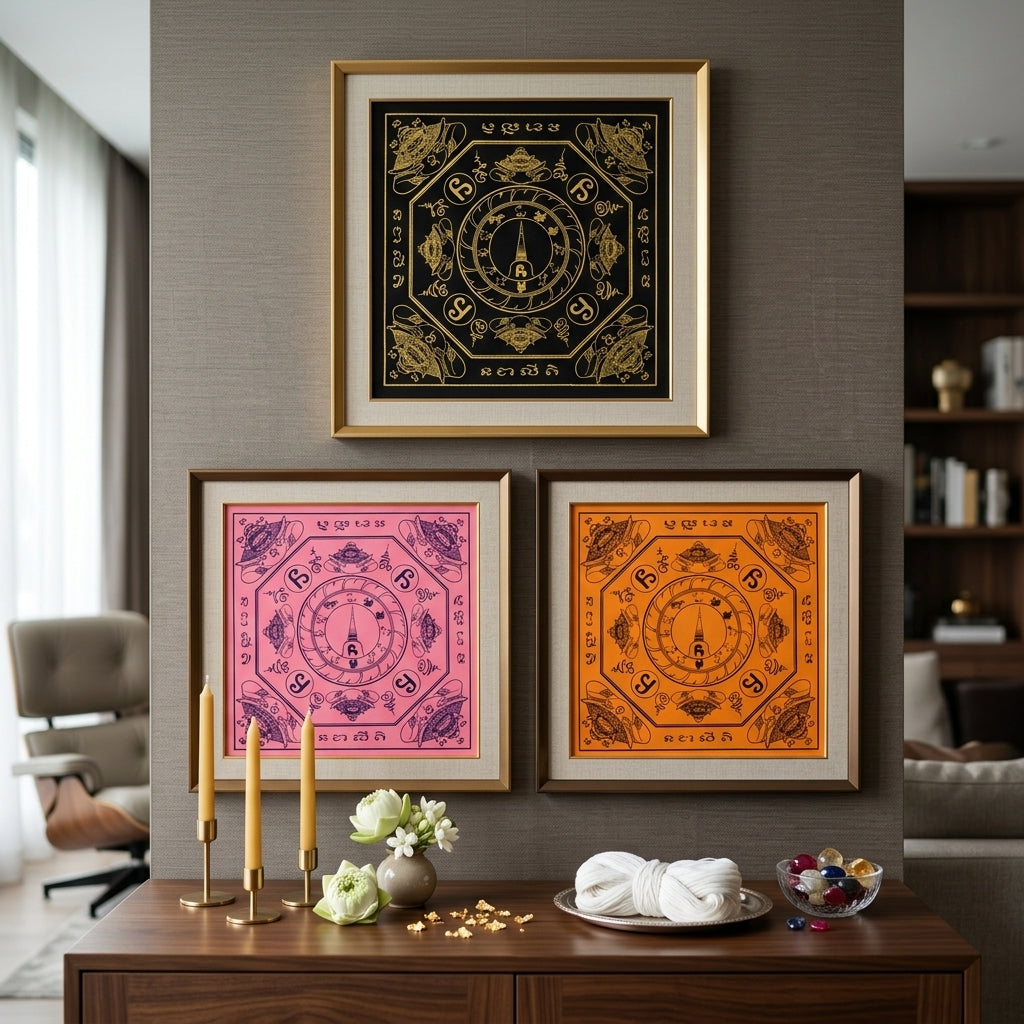 ✨👑 Sacred Srivijaya Sovereign Blessing Yantra Cloth - Achan Plian Hatya Non 2019 Legacy Scroll, Omnidirectional Wealth Attraction Shield, Premium Corporate Authority Spiritual Wall Art