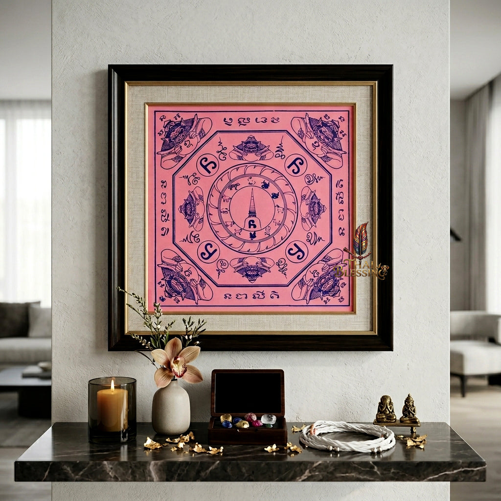 ✨👑 Sacred Srivijaya Sovereign Blessing Yantra Cloth - Achan Plian Hatya Non 2019 Legacy Scroll, Omnidirectional Wealth Attraction Shield, Premium Corporate Authority Spiritual Wall Art
