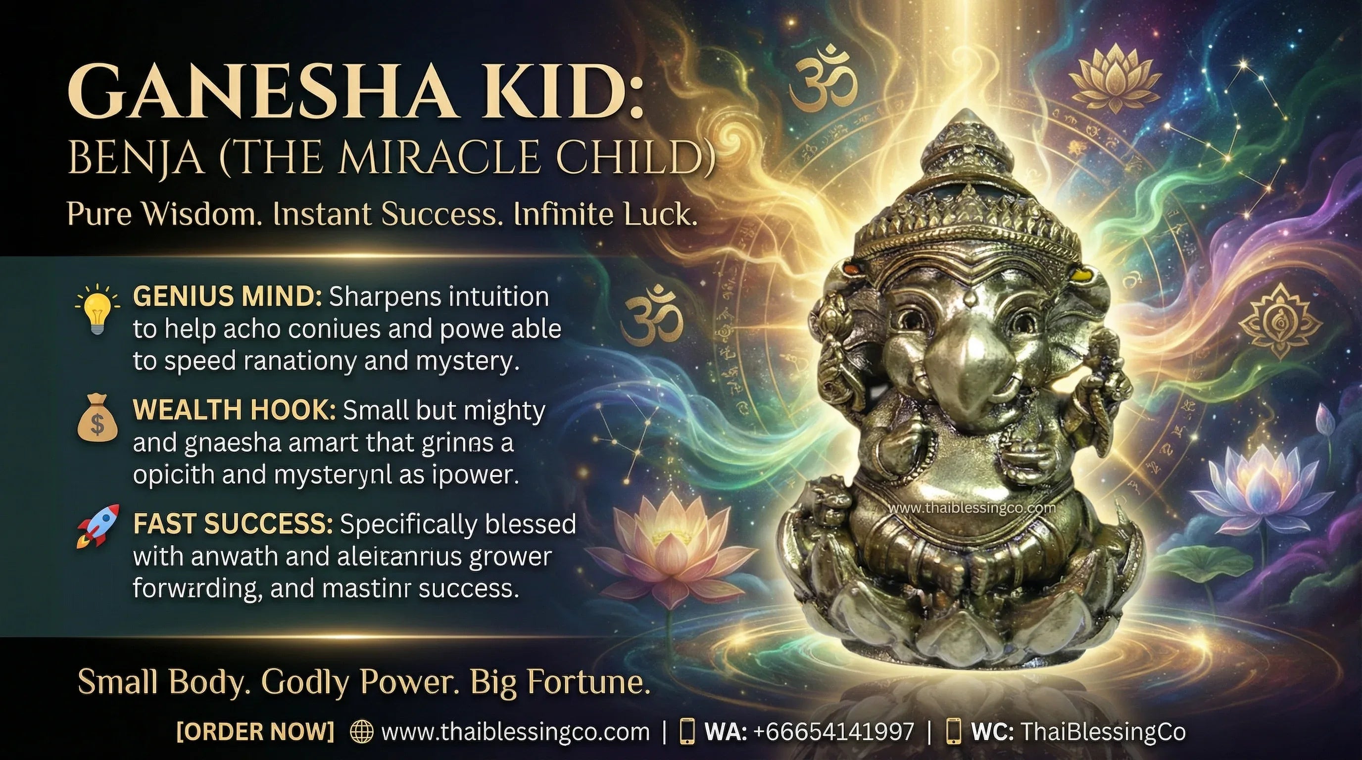 🐘 GANESHA KID: BENJA (THE MIRACLE CHILD) ✨ Awaken the Spirit of Joy and Success: Experience the Sacred Charm of the AstraGanesha Benja Masterpiece