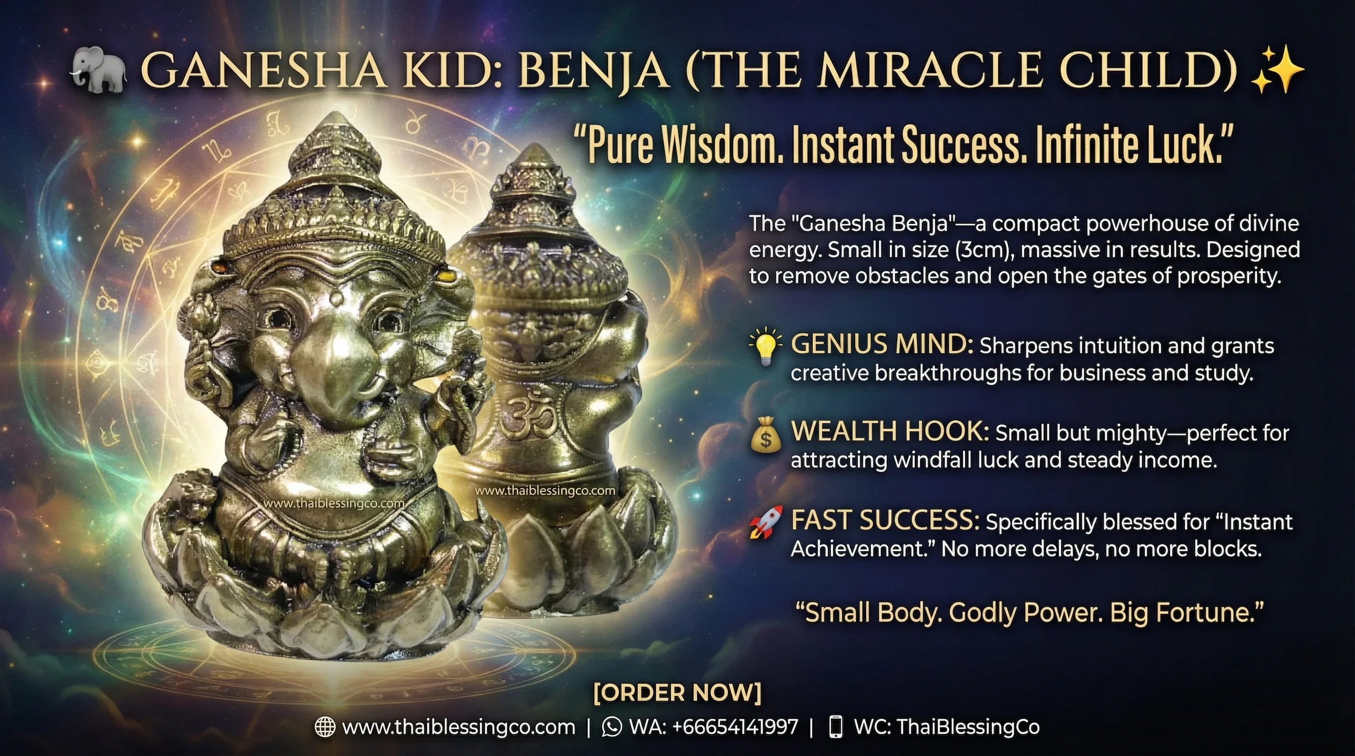 🐘 GANESHA KID: BENJA (THE MIRACLE CHILD) ✨ Awaken the Spirit of Joy and Success: Experience the Sacred Charm of the AstraGanesha Benja Masterpiece