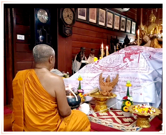 🪬Thao Wessuwan Magic Talisman Cloth – Large 60 × 100 in Guarding Banner by Chao Khun Moo Khiao Kaew & Luang Pho It, Wat Chulamani