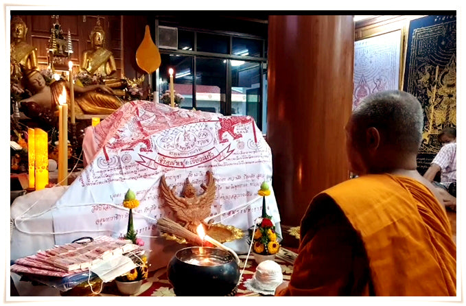 🪬Thao Wessuwan Magic Talisman Cloth – Large 60 × 100 in Guarding Banner by Chao Khun Moo Khiao Kaew & Luang Pho It, Wat Chulamani