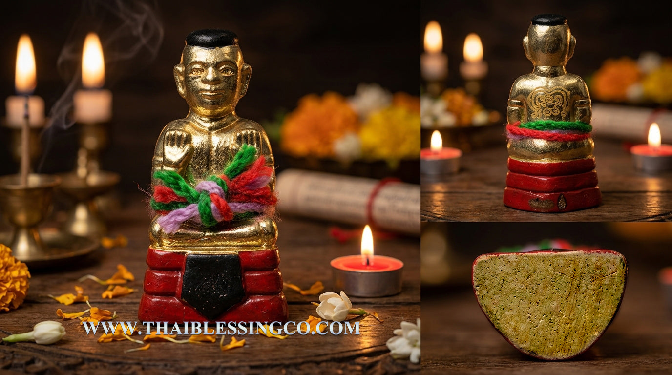 ✨ Golden Abundance Guardian: Blessed "Kuman Thong Phoem Sap" Amulet – Sacred "Stang" Bronze Wealth Magnet & Prosperity Talisman (2023 Edition by Luang Pu Kao)