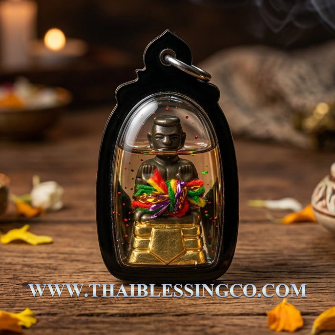 ✨ Golden Kuman Thong "Pherm Sap" Treasure Multiplier Authentic Thai Wealth-Attracting Talisman Encased in Sacred Attraction Oil for Exponential Prosperity, Business Success, and Divine Protection (Wat Mai Phadung Khet)
