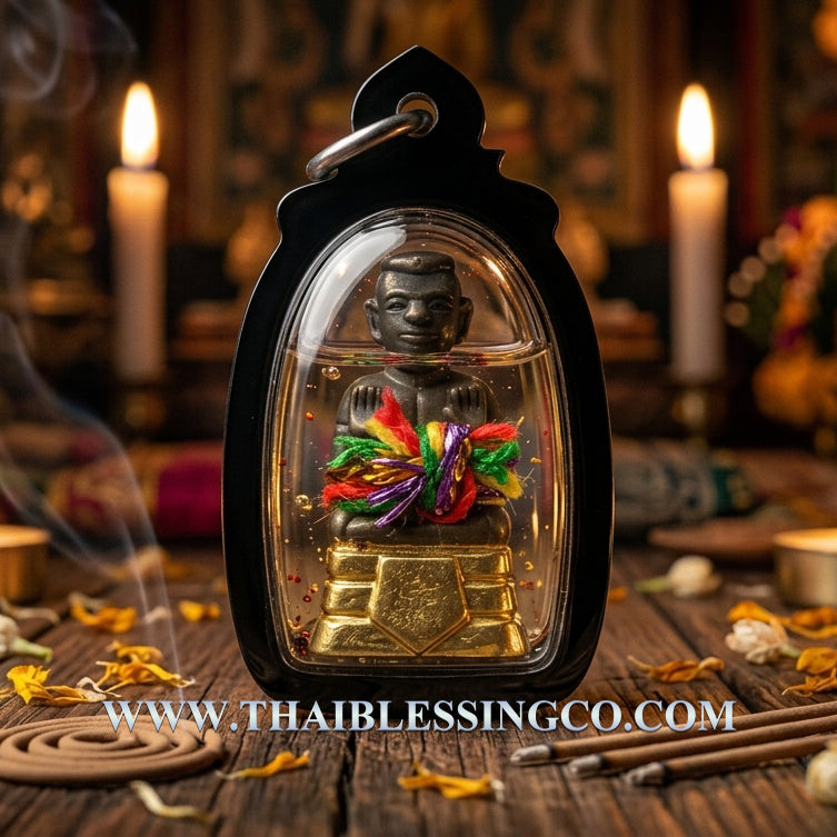 ✨ Golden Kuman Thong "Pherm Sap" Treasure Multiplier Authentic Thai Wealth-Attracting Talisman Encased in Sacred Attraction Oil for Exponential Prosperity, Business Success, and Divine Protection (Wat Mai Phadung Khet)