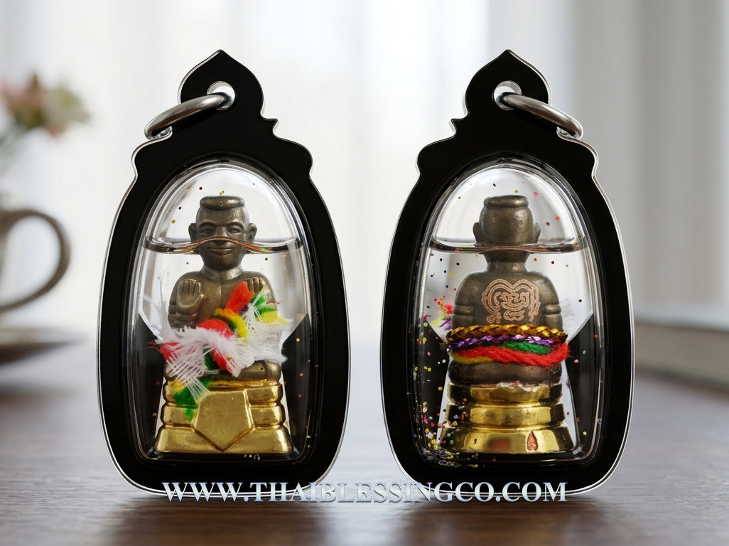 ✨ Golden Kuman Thong "Pherm Sap" Treasure Multiplier Authentic Thai Wealth-Attracting Talisman Encased in Sacred Attraction Oil for Exponential Prosperity, Business Success, and Divine Protection (Wat Mai Phadung Khet)
