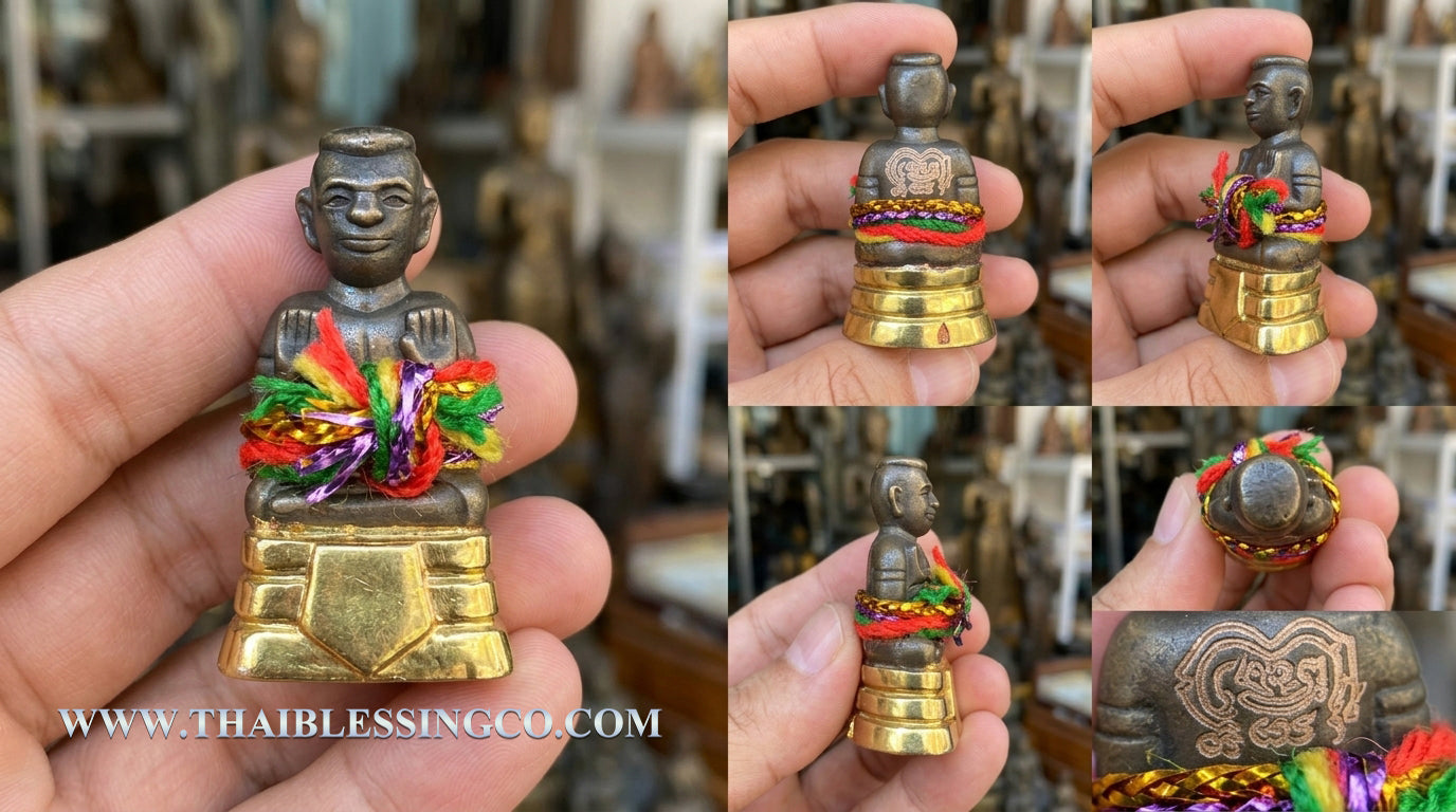 👑Golden Kuman Thong "Pherm Sap" Authentic Thai Wealth-Attracting Talisman Finished in Real Gold Plating for Exponential Prosperity, Business Windfalls, and Divine Protection (Wat Mai Phadung Khet)