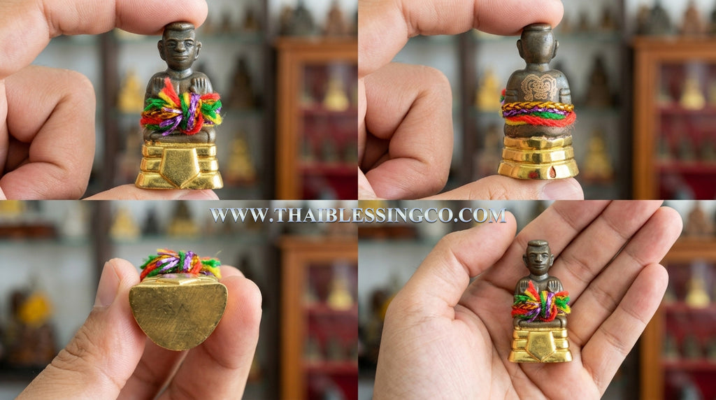 👑Golden Kuman Thong "Pherm Sap" Authentic Thai Wealth-Attracting Talisman Finished in Real Gold Plating for Exponential Prosperity, Business Windfalls, and Divine Protection (Wat Mai Phadung Khet)