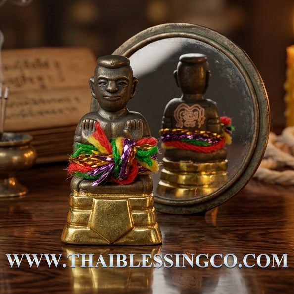 👑Golden Kuman Thong "Pherm Sap" Authentic Thai Wealth-Attracting Talisman Finished in Real Gold Plating for Exponential Prosperity, Business Windfalls, and Divine Protection (Wat Mai Phadung Khet)