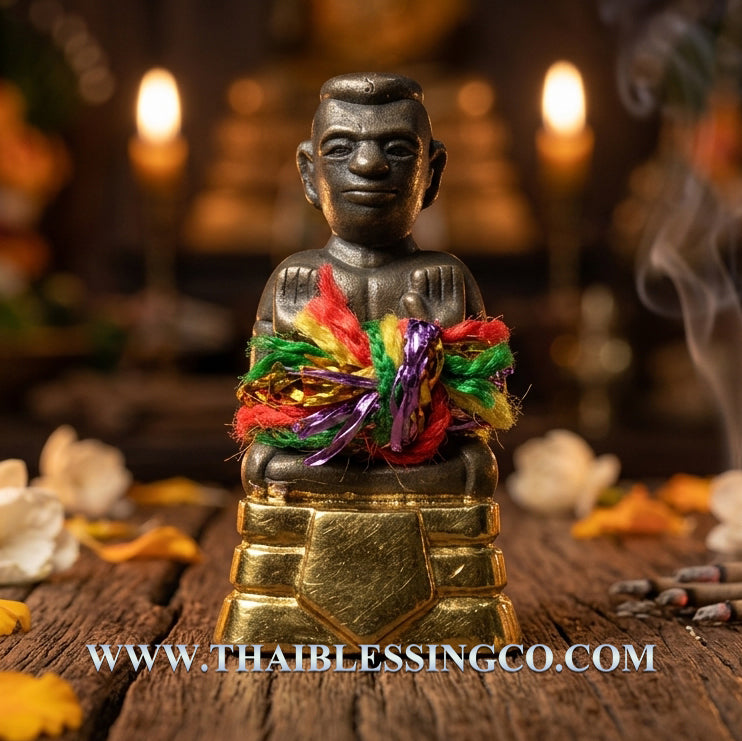 👑Golden Kuman Thong "Pherm Sap" Authentic Thai Wealth-Attracting Talisman Finished in Real Gold Plating for Exponential Prosperity, Business Windfalls, and Divine Protection (Wat Mai Phadung Khet)