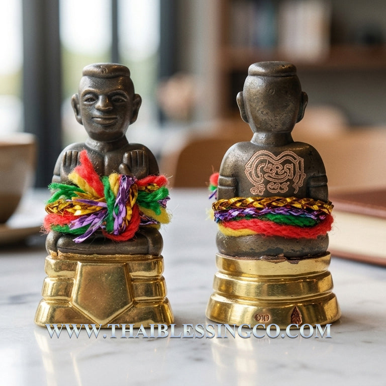 👑Golden Kuman Thong "Pherm Sap" Authentic Thai Wealth-Attracting Talisman Finished in Real Gold Plating for Exponential Prosperity, Business Windfalls, and Divine Protection (Wat Mai Phadung Khet)