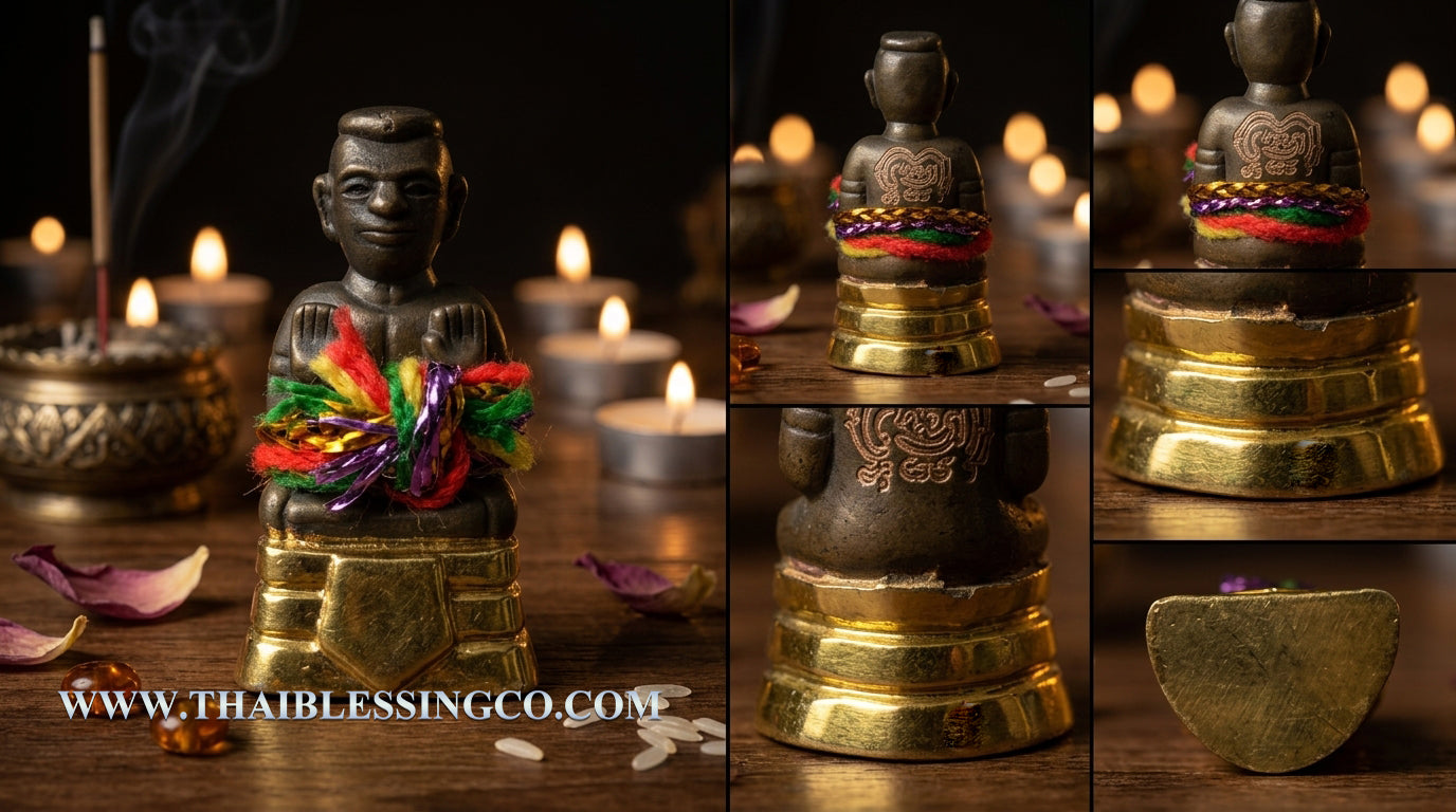 👑Golden Kuman Thong "Pherm Sap" Authentic Thai Wealth-Attracting Talisman Finished in Real Gold Plating for Exponential Prosperity, Business Windfalls, and Divine Protection (Wat Mai Phadung Khet)