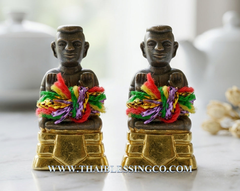 👑Golden Kuman Thong "Pherm Sap" Authentic Thai Wealth-Attracting Talisman Finished in Real Gold Plating for Exponential Prosperity, Business Windfalls, and Divine Protection (Wat Mai Phadung Khet)