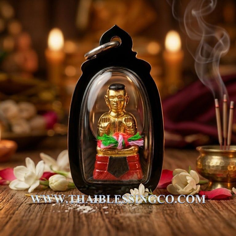 ✨ Golden Abundance Guardian: Blessed "Kuman Thong Phoem Sap" Amulet – Sacred "Stang" Bronze Wealth Magnet & Prosperity Talisman (2023 Edition by Luang Pu Kao)