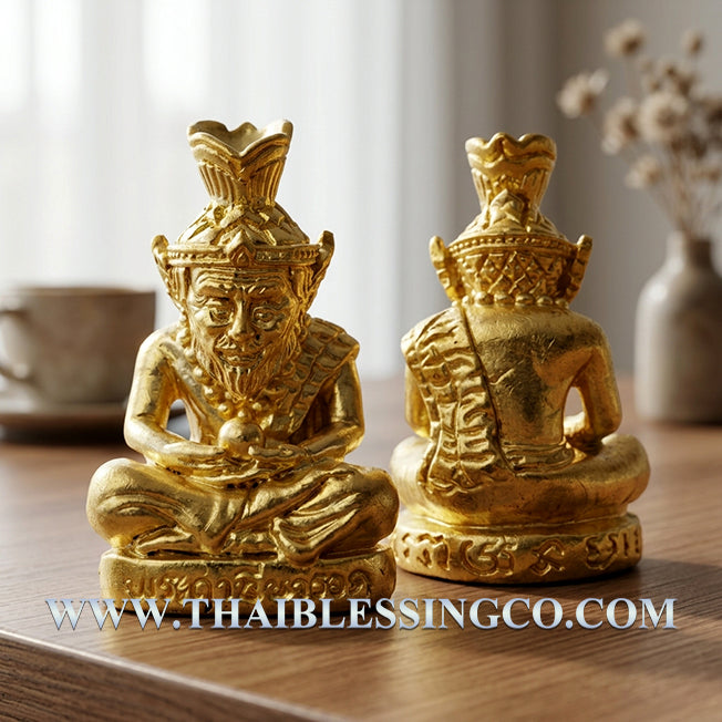 ✨ Grand Master Lersi Narot Sovereign: Authentic Thai Luang Pu Maen Sacred Golden Thong-Thip Talisman with 108 Holy Herbs & Wealth Takrut for Infinite Charisma, Fortune & Divine Protection (Khao Chan 2567 Edition) ✨