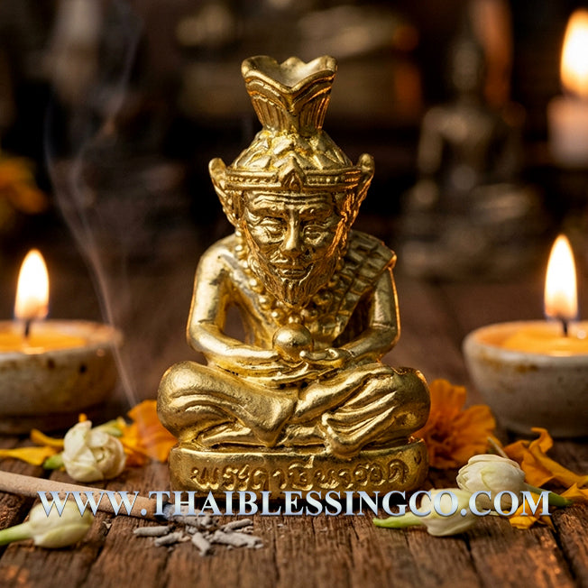 ✨ Grand Master Lersi Narot Sovereign: Authentic Thai Luang Pu Maen Sacred Golden Thong-Thip Talisman with 108 Holy Herbs & Wealth Takrut for Infinite Charisma, Fortune & Divine Protection (Khao Chan 2567 Edition) ✨