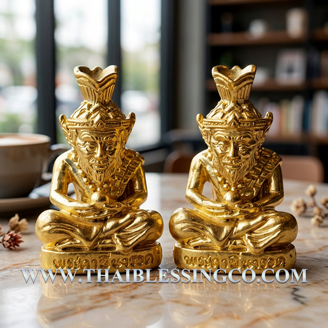 ✨ Grand Master Lersi Narot Sovereign: Authentic Thai Luang Pu Maen Sacred Golden Thong-Thip Talisman with 108 Holy Herbs & Wealth Takrut for Infinite Charisma, Fortune & Divine Protection (Khao Chan 2567 Edition) ✨
