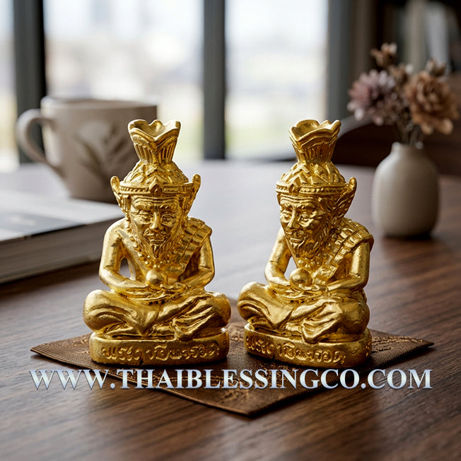 ✨ Grand Master Lersi Narot Sovereign: Authentic Thai Luang Pu Maen Sacred Golden Thong-Thip Talisman with 108 Holy Herbs & Wealth Takrut for Infinite Charisma, Fortune & Divine Protection (Khao Chan 2567 Edition) ✨
