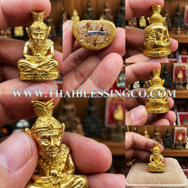 ✨ Grand Master Lersi Narot Sovereign: Authentic Thai Luang Pu Maen Sacred Golden Thong-Thip Talisman with 108 Holy Herbs & Wealth Takrut for Infinite Charisma, Fortune & Divine Protection (Khao Chan 2567 Edition) ✨