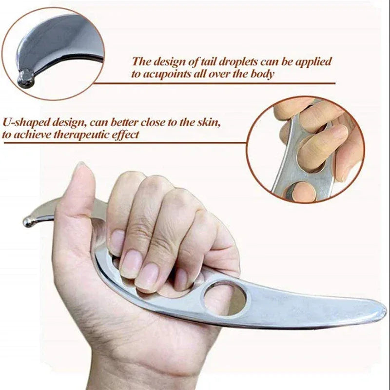 Stainless Steel Gua Sha Tool – Manual Scraping Massage Tool for Physical Therapy, Pain Relief, and Myofascial Release﻿