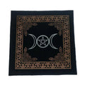 🃏Triple Moon Pentacle Altar Cloth – 0.5×0.5m Velvet Tarot Tablecloth for Divination, Astrology & Board Game Card Spreads A