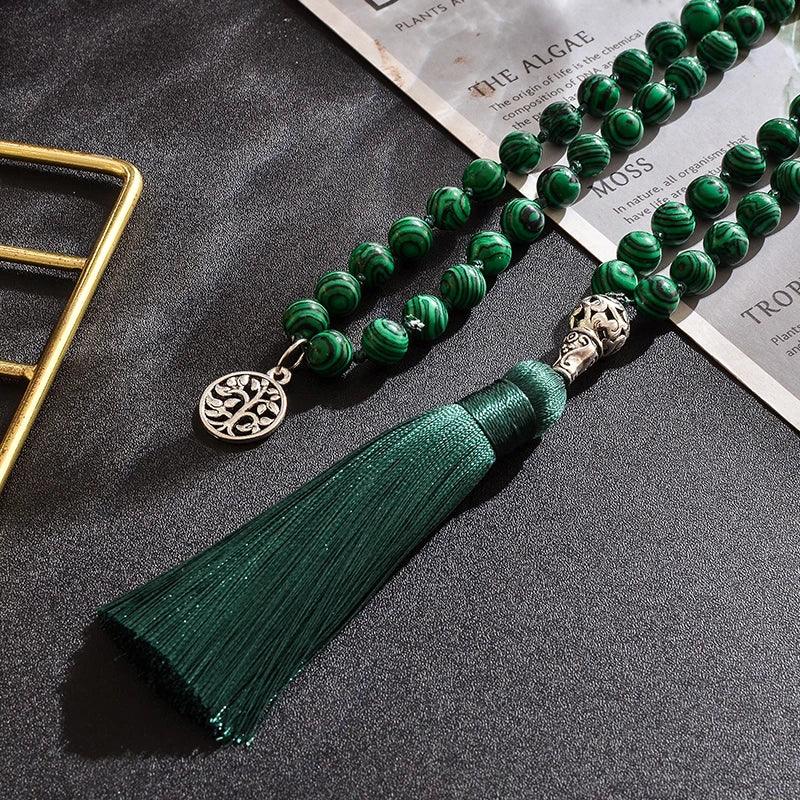 💚 The "Soul Transformation" 108 Mala: Malachite Heart Chakra Meditation Necklace (Hand-Knotted)