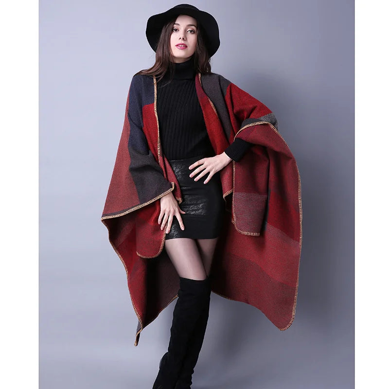 Winter Fashion Poncho Women Capes Scarf Imitation Cashmere Ladies Scarves Warm Shawls Wraps Woman Ponchos Bufanda Mujer Foulard