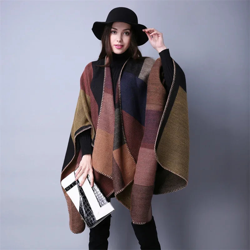 Women's Winter Poncho Wrap - Imitation Cashmere Shawl Cape & Scarf (130 x 150 cm) for Ultimate Warmth and Style
