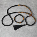 🐅 The "Grounded Warrior" Set: Tiger’s Eye & Black Onyx 108 Mala Necklace + Bracelet Set