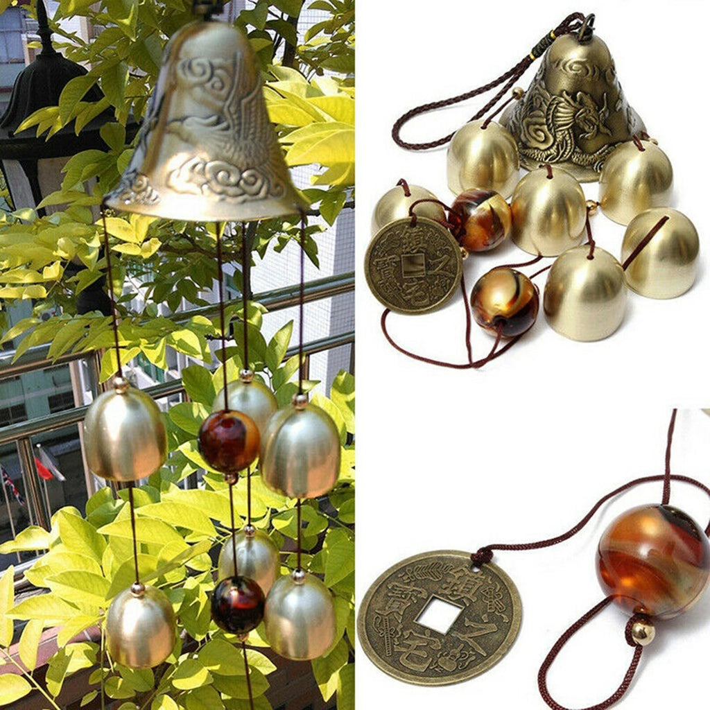 🔔 6 Copper Bells Outdoor Metal Wind Chimes – Garden & Yard Hanging Ornament Decor | Soothing Sound & Stylish Home Accent | Free Shipping