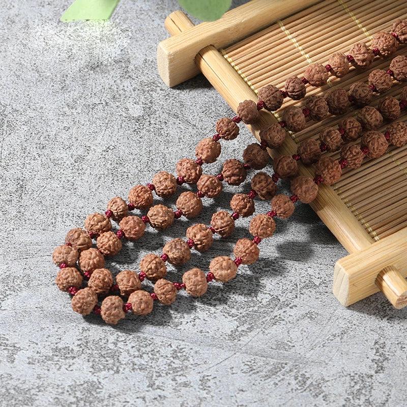 🕉️ Authentic Rudraksha & 7 Chakra Mala: 108 Bead Knotted Necklace with OM Pendant – Sacred "Tears of Shiva" Prayer Rosary for Meditation & Yoga