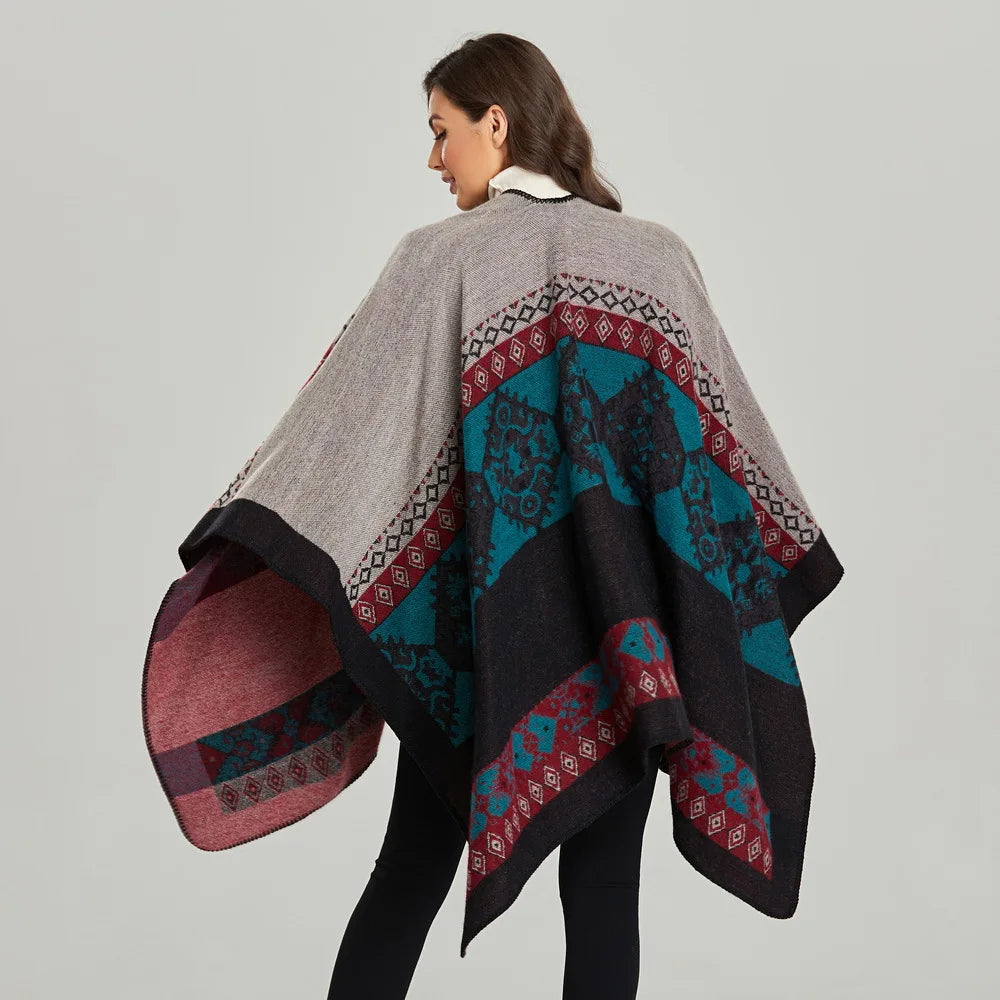 Winter Fashion Poncho Women Capes Scarf Imitation Cashmere Ladies Scarves Warm Shawls Wraps Woman Ponchos Bufanda Mujer Foulard
