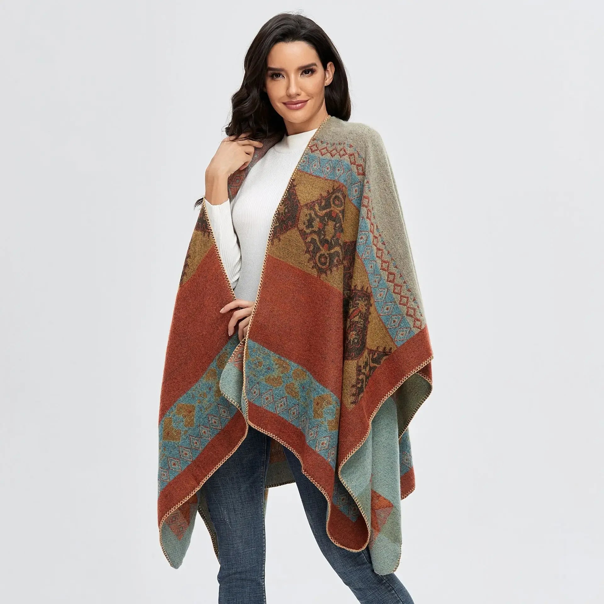 Women's Winter Poncho Wrap - Imitation Cashmere Shawl Cape & Scarf (130 x 150 cm) for Ultimate Warmth and Style