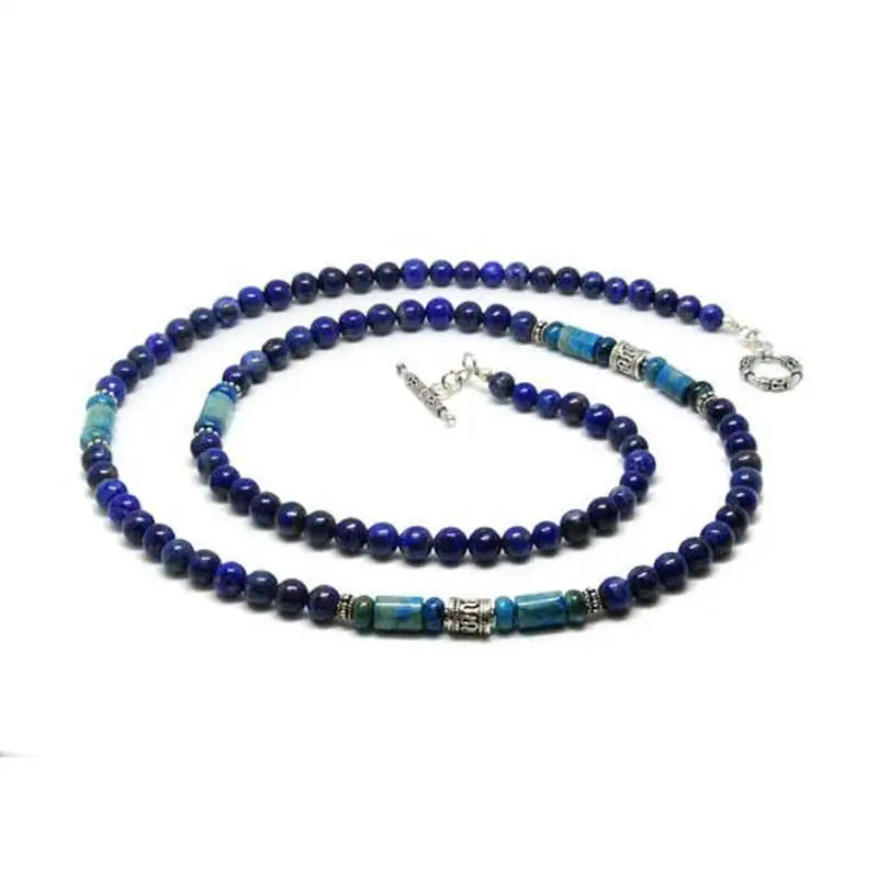 ✨ Men’s Lapis Lazuli & Larimar Necklace – Elegant Natural Stone Jewelry for Confidence & Calm