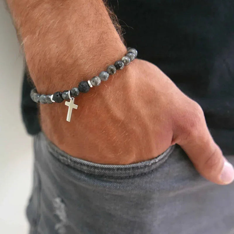 ✨ Men’s Cross Religious Bracelet – Classic Christian Jewelry for Men – Symbol of Faith and Strength A5