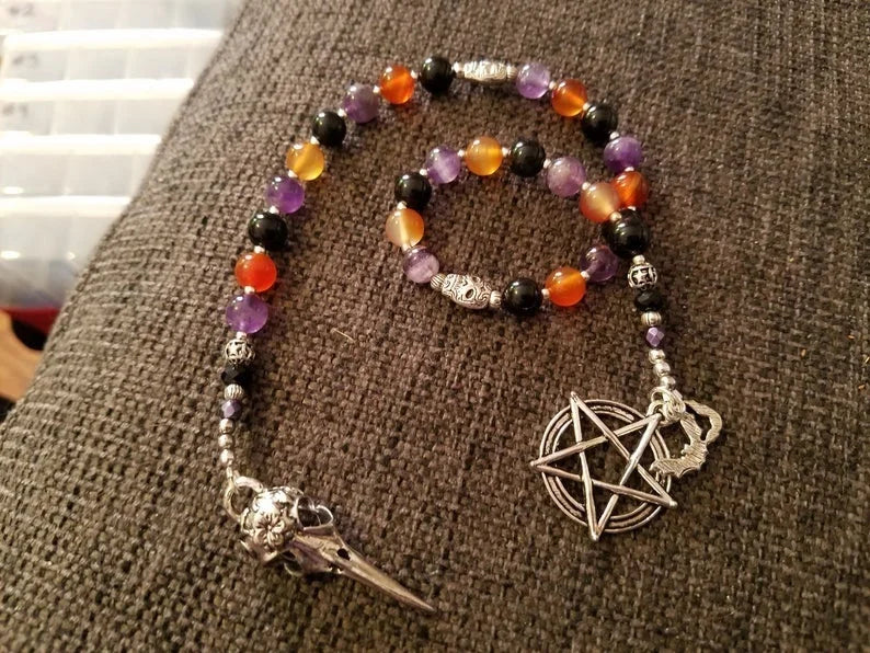 ✨ Samhain Prayer Beads – Meditation and Ancestor Ritual Beads – Authentic Witches Ladder for Spiritual Connection