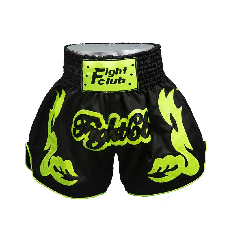 🥊The Apex Warrior Muay Thai Shorts: Professional Combat Performance Trunks – High-Definition Embroidery, Breathable Satin-Polyester, Custom Name/Logo Support, and Traditional Wide-Waistband Fit for Men, Women, and Kids