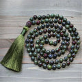 🐉 Natural Dragon Blood Jasper 108 Mala Beads (8mm): The Stone of Courage & Vitality – Heart Chakra Healing Necklace & Buddhist Prayer Japamala Default Title