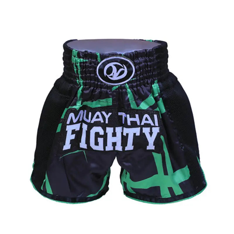 🥊The Apex Warrior Muay Thai Shorts: Professional Combat Performance Trunks – High-Definition Embroidery, Breathable Satin-Polyester, Custom Name/Logo Support, and Traditional Wide-Waistband Fit for Men, Women, and Kids
