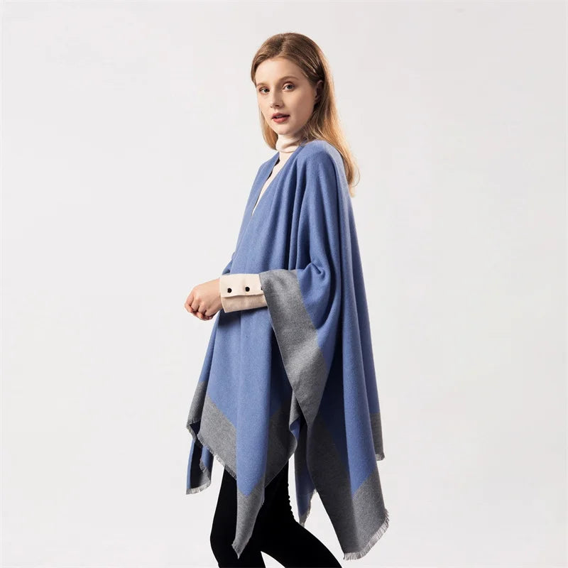 Winter Fashion Poncho Women Capes Scarf Imitation Cashmere Ladies Scarves Warm Shawls Wraps Woman Ponchos Bufanda Mujer Foulard