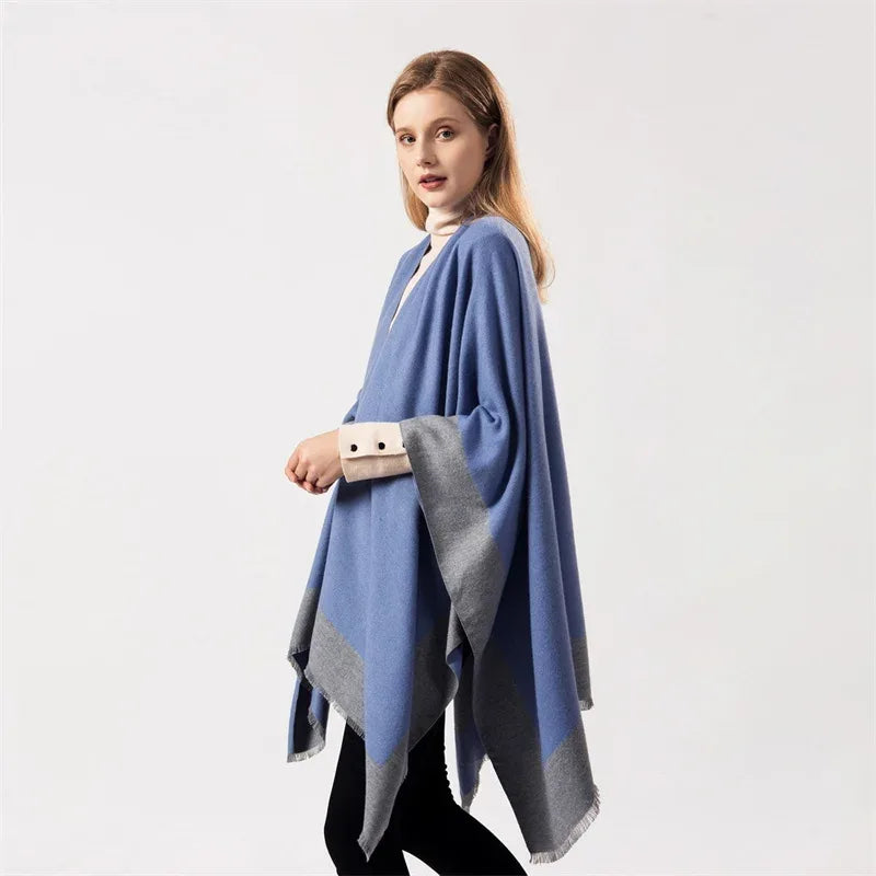 Women's Winter Poncho Wrap - Imitation Cashmere Shawl Cape & Scarf (130 x 150 cm) for Ultimate Warmth and Style
