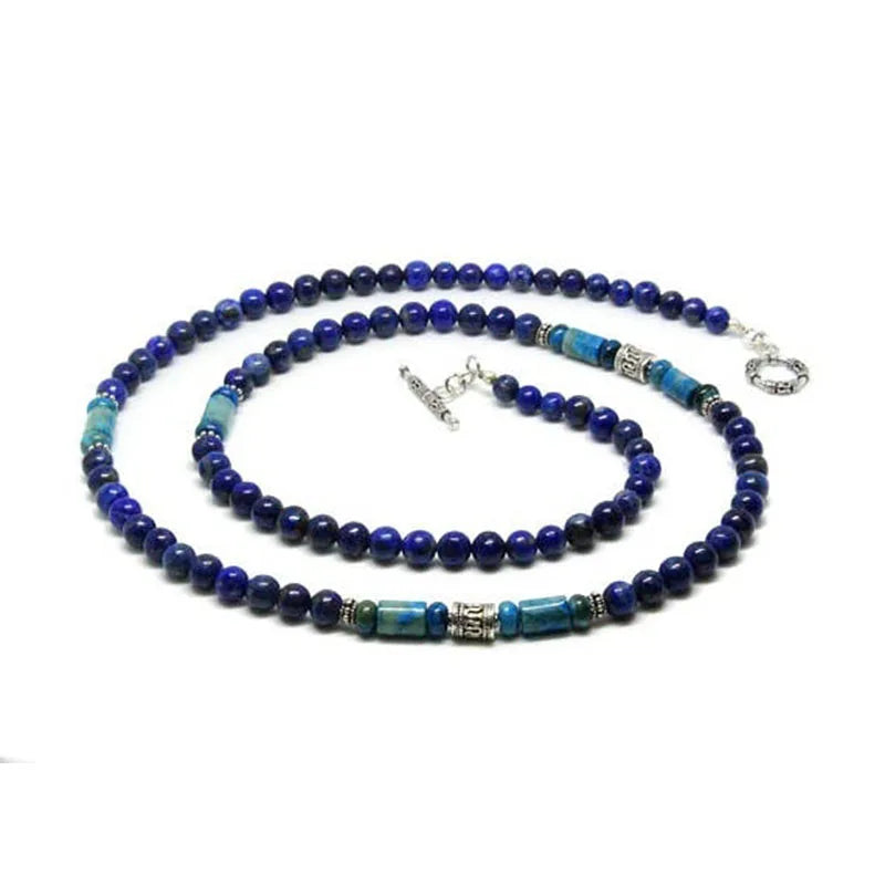 ✨ Men’s Lapis Lazuli & Larimar Necklace – Elegant Natural Stone Jewelry for Confidence & Calm