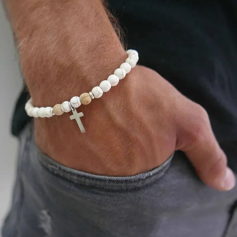 ✨ Men’s Cross Religious Bracelet – Classic Christian Jewelry for Men – Symbol of Faith and Strength