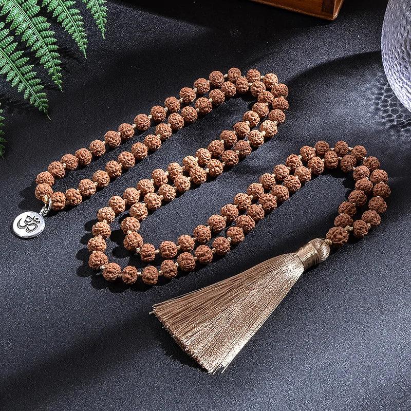 🕉️ The "Tears of Shiva" Collection: Authentic 5-Mukhi Rudraksha Knotted 108 Mala & Bracelet Necklace