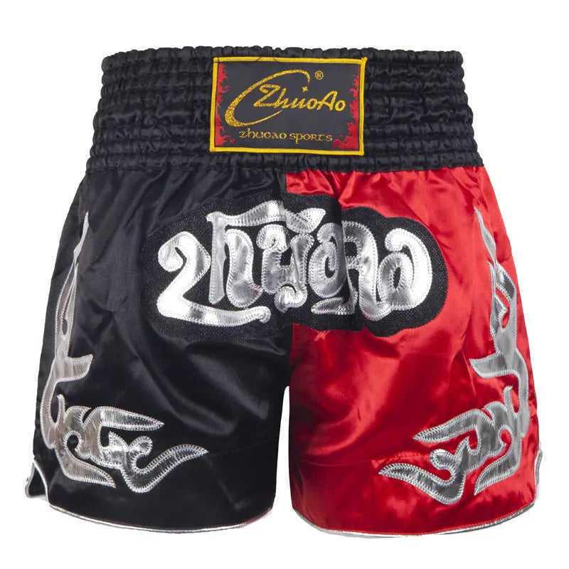 🥊The Apex Warrior Muay Thai Shorts: Professional Combat Performance Trunks – High-Definition Embroidery, Breathable Satin-Polyester, Custom Name/Logo Support, and Traditional Wide-Waistband Fit for Men, Women, and Kids